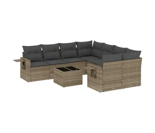 Sofos Komplektas Su Pagalvėlėmis, 9 Dalių, Pilkas, Poliratanas