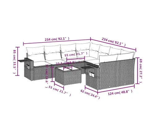 Sodo Komplektas Su Pagalvėlėmis, 9 Dalių, Rudas, Poliratanas
