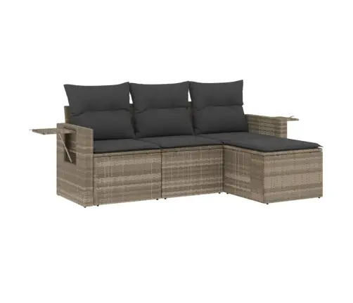 4-Daļīgs Dārza Dīvānu Komplekts,Matrači, Gaiši Pelēka Pe Pinums Vidaxl