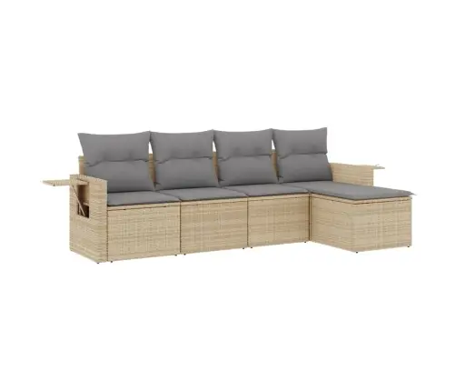 Sofos Komplektas Su Pagalvėlėmis, 5 Dalių, Smėlio, Poliratanas