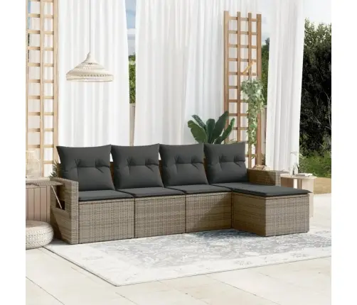 5-Osaline Aiamööblikomplekt Istmepatjadega, Polürotang, Hall