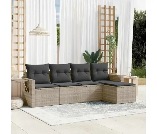 Sofos Komplektas Su Pagalvėlėmis, 5 Dalių, Pilkas, Poliratanas