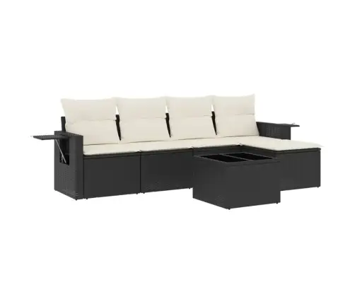 6-Daļīgs Dārza Dīvāna Komplekts, Matrači, Melna Pe Rotanpalma Vidaxl