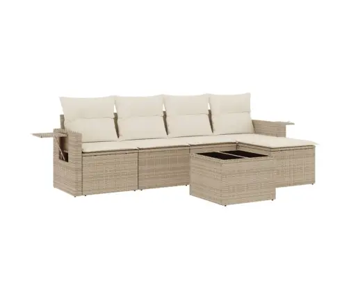 6-Daļīgs Dārza Dīvāna Komplekts, Matrači, Bēša Pe Rotangpalma Vidaxl