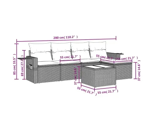 6-Daļīgs Dārza Dīvāna Komplekts, Matrači, Bēša Pe Rotangpalma Vidaxl