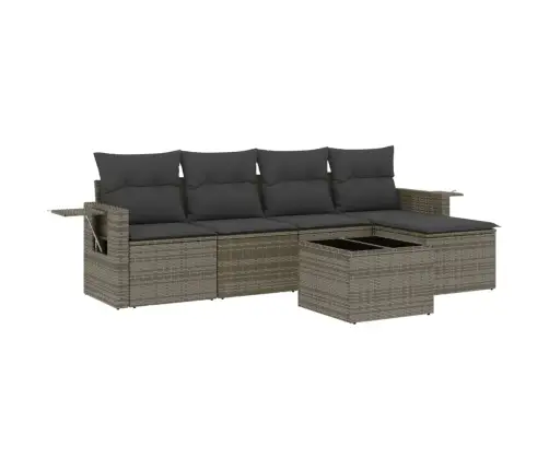 6-Daļīgs Dārza Dīvāna Komplekts Ar Matračiem, Pelēks Pe Pinums Vidaxl