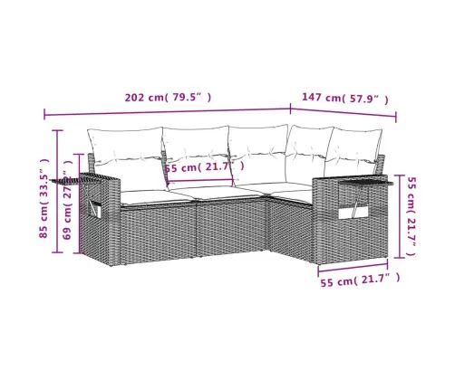 4-Daļīgs Dārza Dīvāna Komplekts Ar Matračiem, Pelēks Pe Pinums Vidaxl