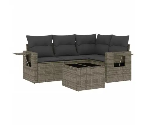 Sofos Komplektas Su Pagalvėlėmis, 5 Dalių, Pilkas, Poliratanas