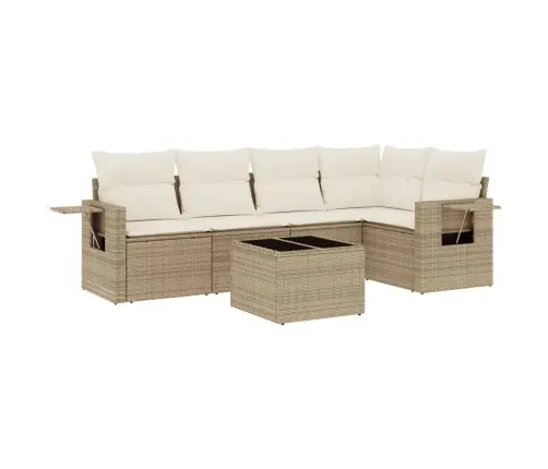 6-Daļīgs Dārza Dīvāna Komplekts, Matrači, Bēša Pe Rotangpalma Vidaxl