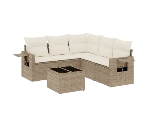 Sofos Komplektas Su Pagalvėlėmis, 6 Dalių, Smėlio, Poliratanas