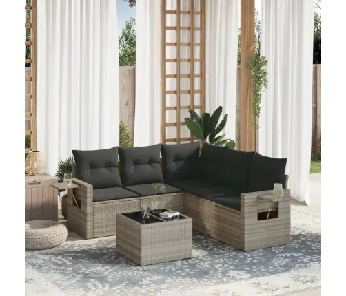 Sofos Komplektas Su Pagalvėlėmis, 6 Dalių, Pilkas, Poliratanas