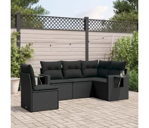 5-Daļīgs Dārza Dīvāna Komplekts Ar Matračiem, Pe Rotangpalma Vidaxl