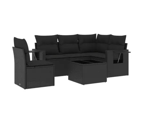 6-Daļīgs Dārza Dīvāna Komplekts, Matrači, Melna Pe Rotanpalma Vidaxl