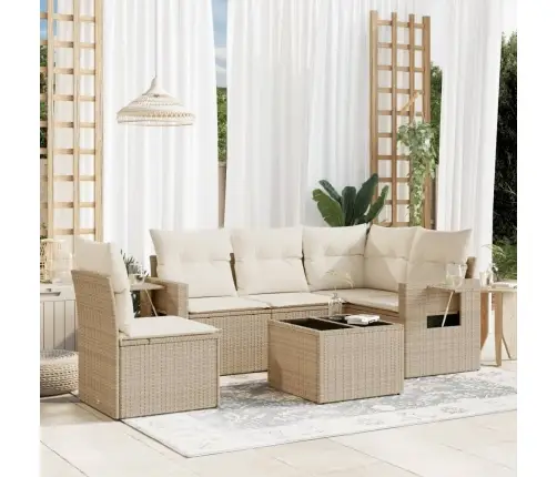 6-Osaline Aiadiivani Komplekt Patjadega, Beež, Polürotang