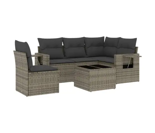 6-Daļīgs Dārza Dīvāna Komplekts Ar Matračiem, Pelēks Pe Pinums Vidaxl