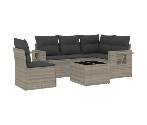 6-Daļīgs Dārza Dīvānu Komplekts,Matrači, Gaiši Pelēka Pe Pinums Vidaxl