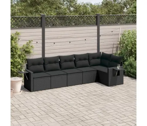 6-Daļīgs Dārza Dīvāna Komplekts, Matrači, Melna Pe Rotanpalma Vidaxl