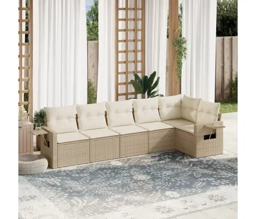 6-Daļīgs Dārza Dīvāna Komplekts, Matrači, Bēša Pe Rotangpalma Vidaxl