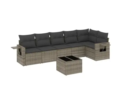 Sofos Komplektas Su Pagalvėlėmis, 7 Dalių, Pilkas, Poliratanas