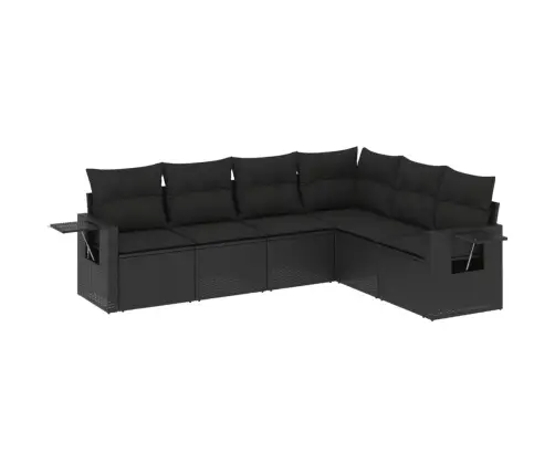 6-Daļīgs Dārza Dīvāna Komplekts, Matrači, Melna Pe Rotanpalma Vidaxl