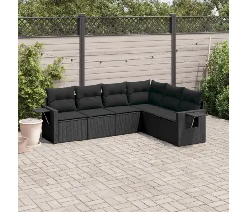 6-Daļīgs Dārza Dīvāna Komplekts, Matrači, Melna Pe Rotanpalma Vidaxl