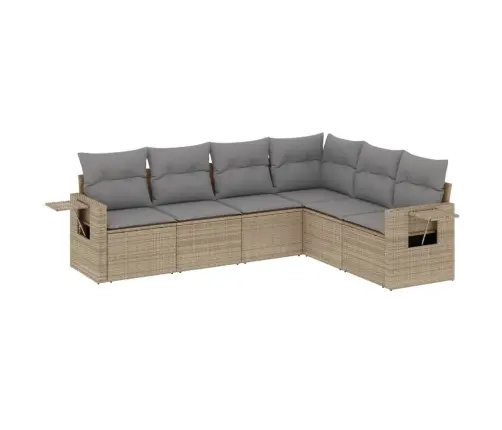 6-Daļīgs Dārza Dīvāna Komplekts, Matrači, Bēša Pe Rotangpalma Vidaxl