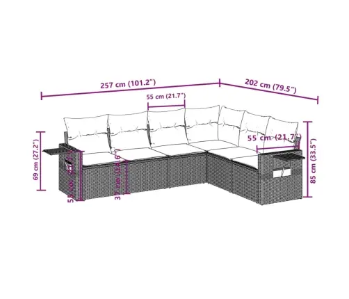 6-Daļīgs Dārza Dīvāna Komplekts, Matrači, Bēša Pe Rotangpalma Vidaxl