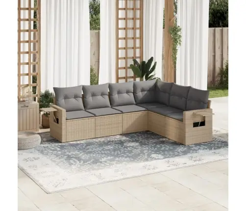 6-Daļīgs Dārza Dīvāna Komplekts, Matrači, Bēša Pe Rotangpalma Vidaxl