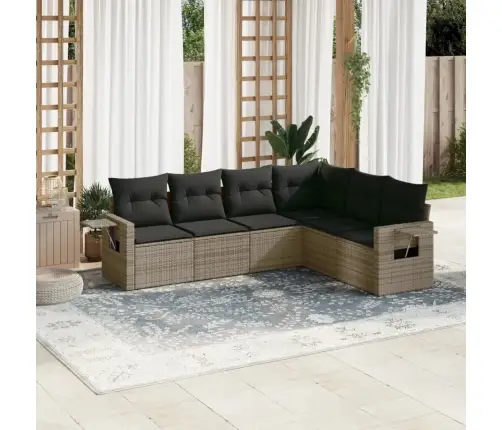 6-Daļīgs Dārza Dīvāna Komplekts Ar Matračiem, Pelēks Pe Pinums Vidaxl