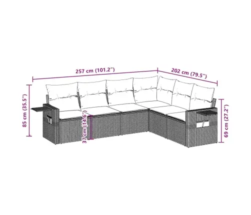 6-Daļīgs Dārza Dīvānu Komplekts, Matrači, Brūna Pe Rotangpalma Vidaxl