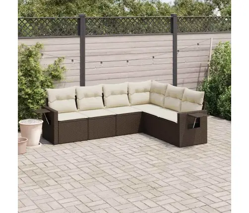 6-Daļīgs Dārza Dīvānu Komplekts, Matrači, Brūna Pe Rotangpalma Vidaxl