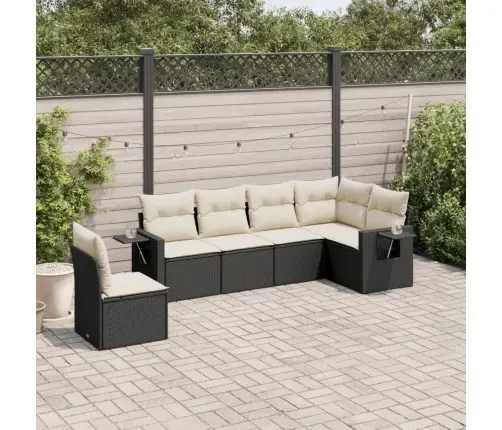 6-Daļīgs Dārza Dīvāna Komplekts, Matrači, Melna Pe Rotanpalma Vidaxl