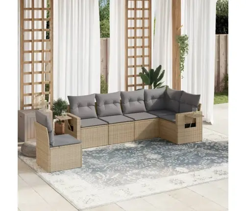 Sofos Komplektas Su Pagalvėlėmis, 6 Dalių, Smėlio, Poliratanas