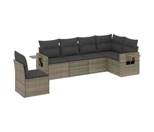 Sofos Komplektas Su Pagalvėlėmis, 6 Dalių, Pilkas, Poliratanas