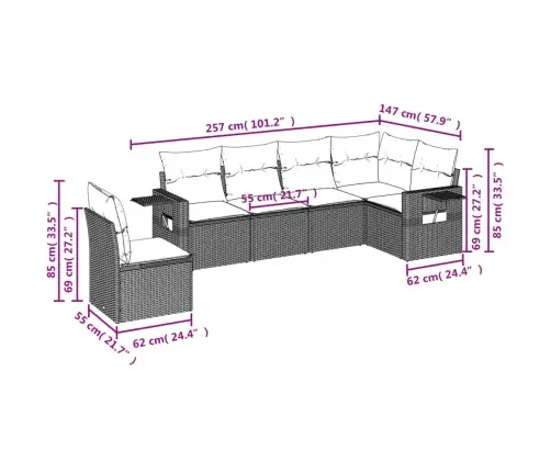 Sofos Komplektas Su Pagalvėlėmis, 6 Dalių, Pilkas, Poliratanas