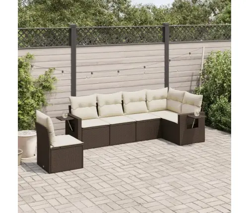 Sofos Komplektas Su Pagalvėlėmis, 6 Dalių, Rudas, Poliratanas