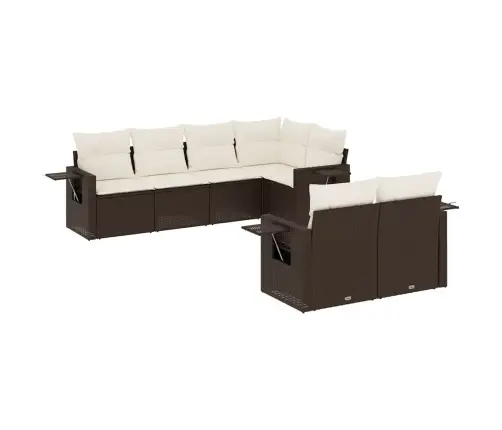 7-Osaline Aiamööblikomplekt Patjadega, Pruun, Polürotang