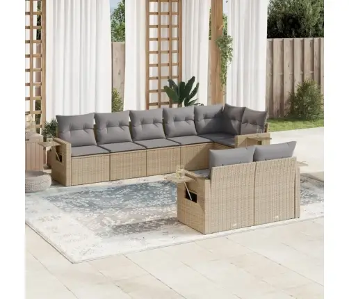 Sofos Komplektas Su Pagalvėlėmis, 8 Dalių, Smėlio, Poliratanas