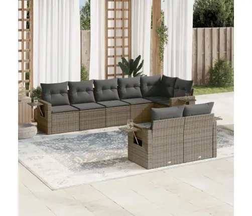 8-Daļīgs Dārza Dīvāna Komplekts Ar Matračiem, Pelēks Pe Pinums Vidaxl