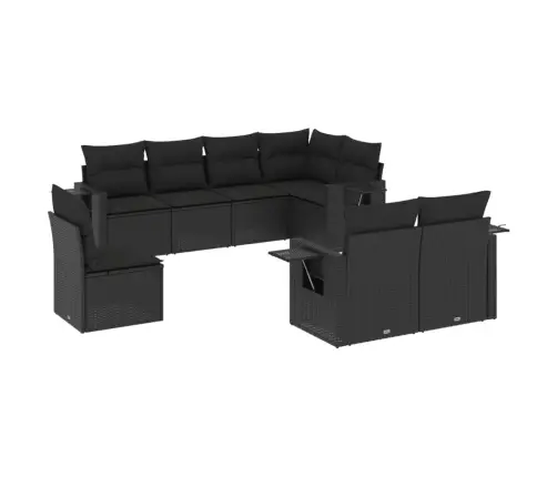 8-Daļīgs Dārza Dīvāna Komplekts, Matrači, Melna Pe Rotangpalma Vidaxl