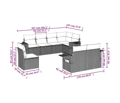 8-Daļīgs Dārza Dīvāna Komplekts, Matrači, Melna Pe Rotangpalma Vidaxl