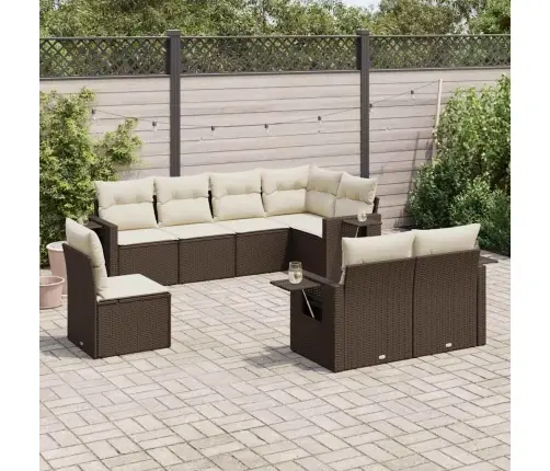 8-Daļīgs Dārza Dīvānu Komplekts, Matrači, Brūna Pe Rotangpalma Vidaxl