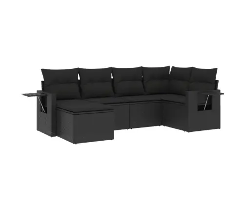 6-Daļīgs Dārza Dīvāna Komplekts, Matrači, Melna Pe Rotanpalma Vidaxl