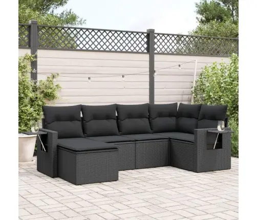 6-Daļīgs Dārza Dīvāna Komplekts, Matrači, Melna Pe Rotanpalma Vidaxl