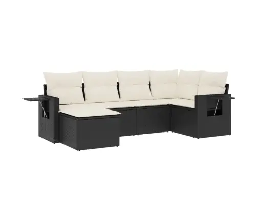 6-Daļīgs Dārza Dīvāna Komplekts, Matrači, Melna Pe Rotanpalma Vidaxl