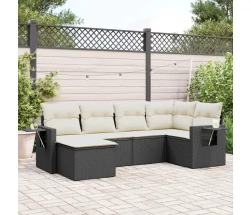 6-Daļīgs Dārza Dīvāna Komplekts, Matrači, Melna Pe Rotanpalma Vidaxl