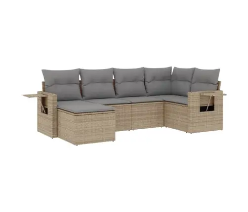 6-Daļīgs Dārza Dīvāna Komplekts, Matrači, Bēša Pe Rotangpalma Vidaxl