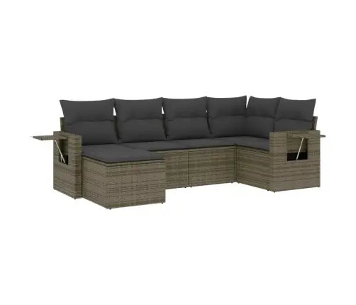 6-Daļīgs Dārza Dīvāna Komplekts Ar Matračiem, Pelēks Pe Pinums Vidaxl