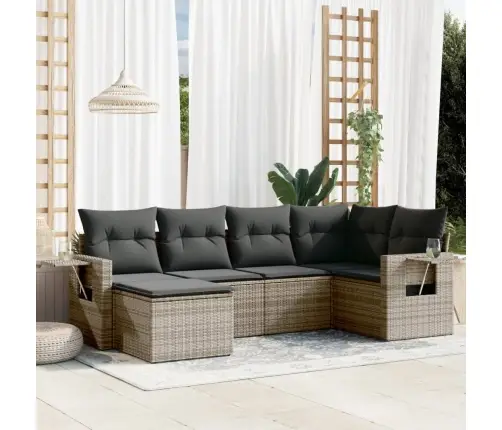 6-Daļīgs Dārza Dīvāna Komplekts Ar Matračiem, Pelēks Pe Pinums Vidaxl