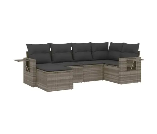 6-Osaline Aiamööblikomplekt Patjadega, Helehall, Polürotang